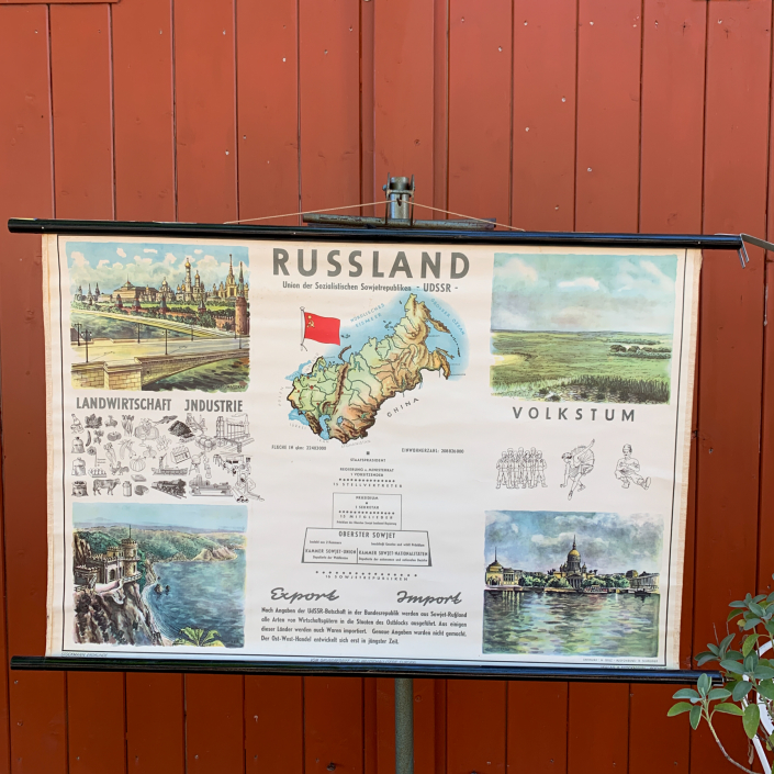 Vintage Schaubild / Schultafel Russland UDSSR