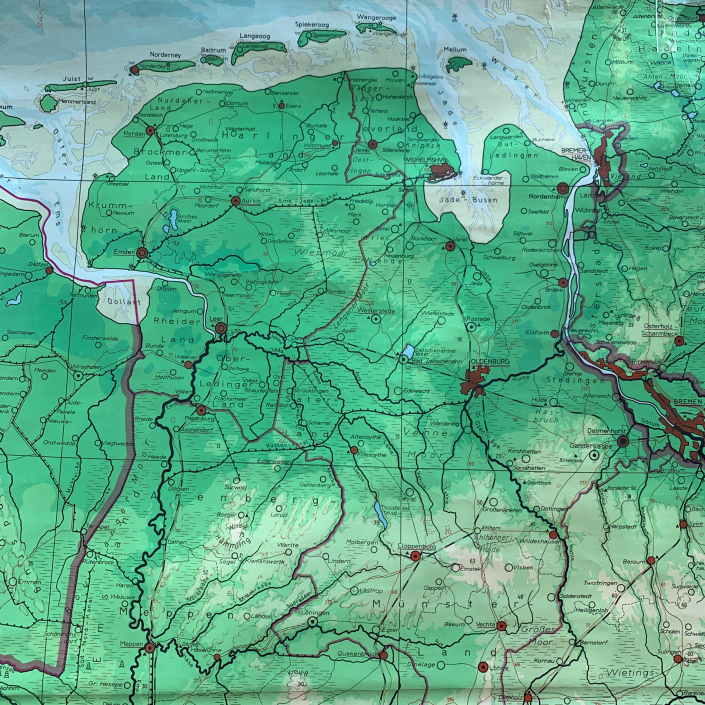 Vintage Schaubild / Schultafel Niedersachsen - Norddeutschland