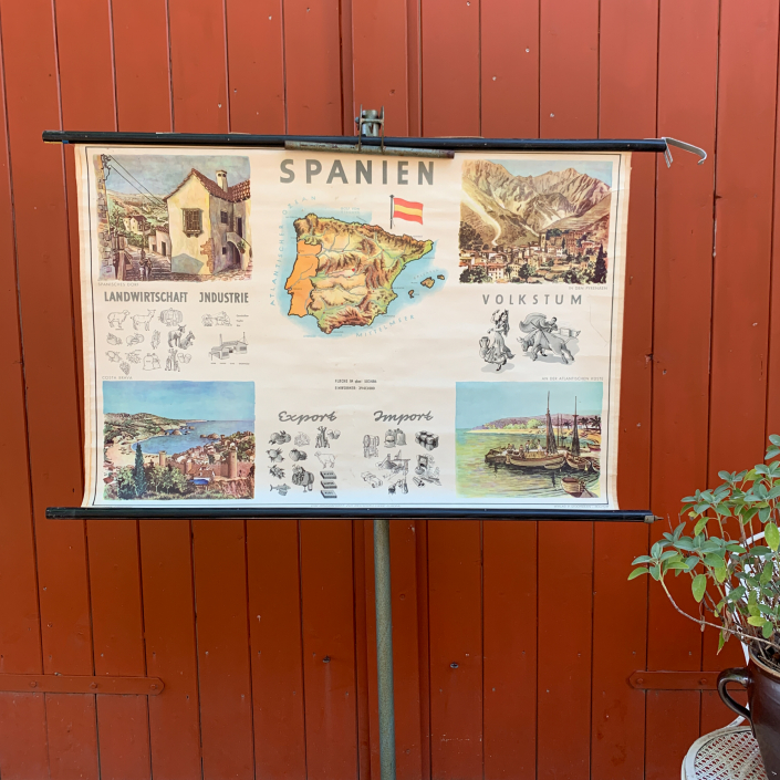 Vintage Schaubild / Schultafel Spanien