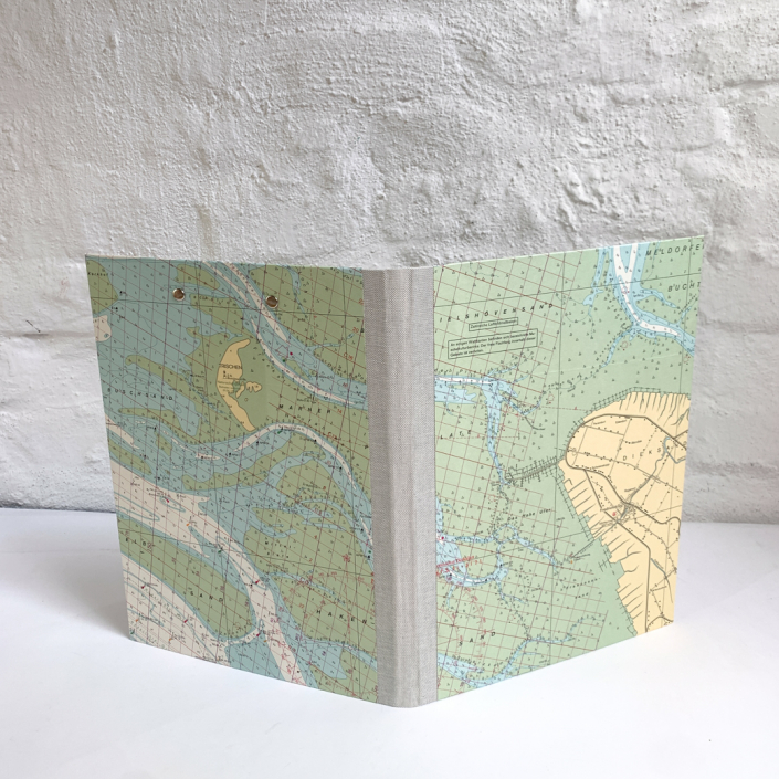 Mappe für A4 mit alter Seekarte von der Elbe und Dieksand