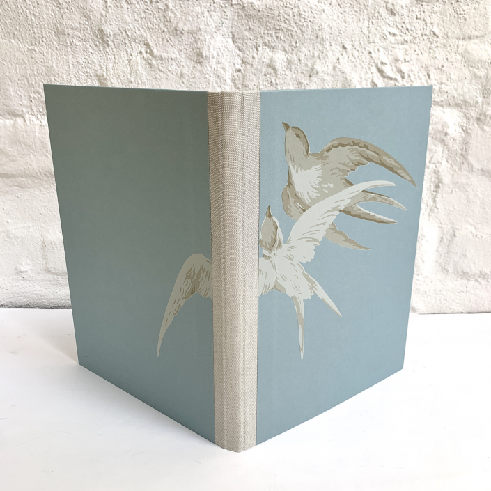 A4 Mappe Vögel blaugrau